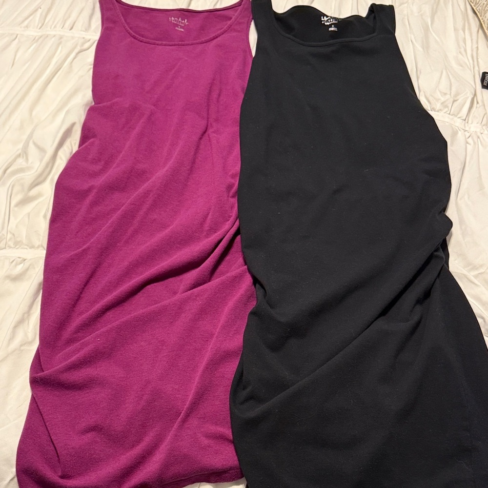 Isabel Maternity by Ingrid & Isabel Midi Dresses in Purple and Black